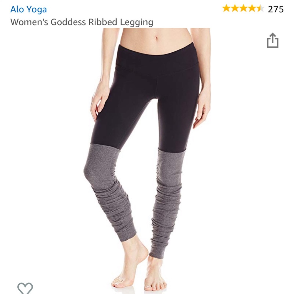 Alo Goddess Ribbed Leggings XS Black/Grey